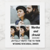 リハ結婚ーサルディナーカスタム3フォトコラージュ ワインラベル (シングルラベル)