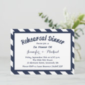 リハ航海のーサルディナーネイビーブルー&ホワイトストライプ 招待状 (スタンド正面)