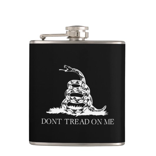 リバタリアン・ガズデンフラッグ・黒 Don't Tread on Me フラスク (正面)