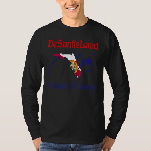 リバティスランド州フロリダ州地図Fl国旗 Tシャツ (正面)