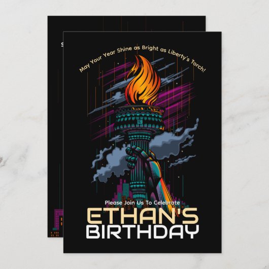 リバティズライト誕生日 招待状 (正面/裏面)
