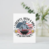 リバティビール&BBQ 250周年おめでとう 7月4日 ポストカード (スタンド正面)