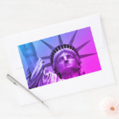 リバティポップ・アートのーニューヨークのブルーパープルの芸術像 長方形シール (封筒)