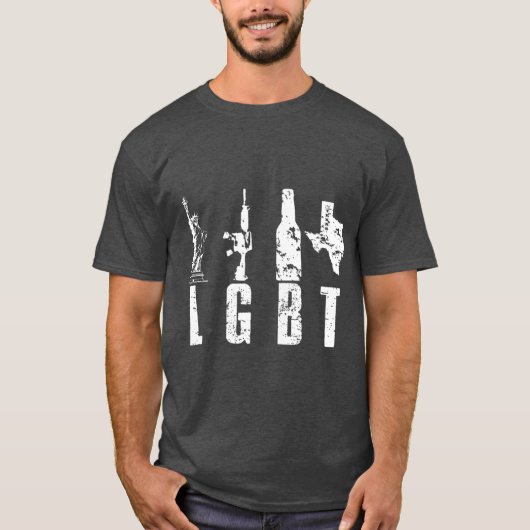 リバティーガンズビールテキサス州TパロディLGBT Tシャツ (正面)
