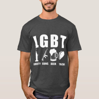 リバティーガンビールタコスLGBTパロディおもしろいギフト Tシャツ
