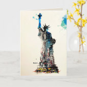 リバティーニューヨークシティトラベルラブウォーターカラー カード (黄色い花)