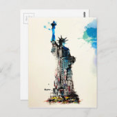 リバティーニューヨークシティトラベルラブウォーターカラー ポストカード (正面/裏面)