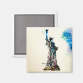 リバティーニューヨークシティトラベルラブウォーターカラー マグネット (正面/裏面)