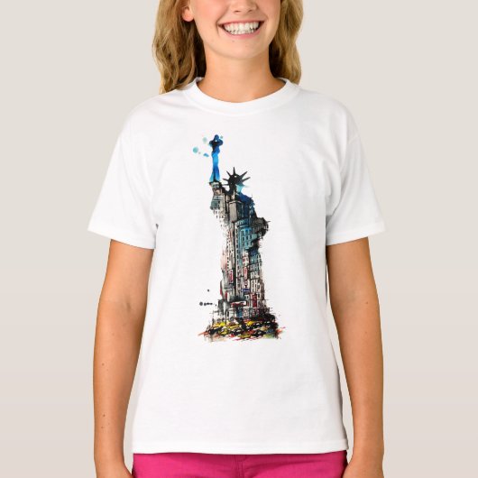 リバティーニューヨークシティトラベルラブウォーターカラー Tシャツ (正面)