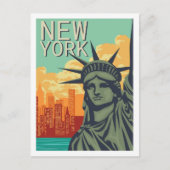 リバティーニューヨーク有名トラベルプレイスイラストレーション ポストカード (正面)