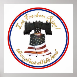 リバティーベルとアメリカ国旗 – Let Freedomリングや輪 ポスター
