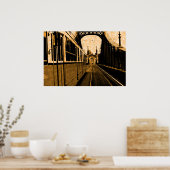 リバティ橋のトラム – ヴィンテージ感じ ポスター (キッチン)