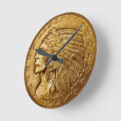 リバティ金ゴールド ラウンド壁時計 (傾斜)