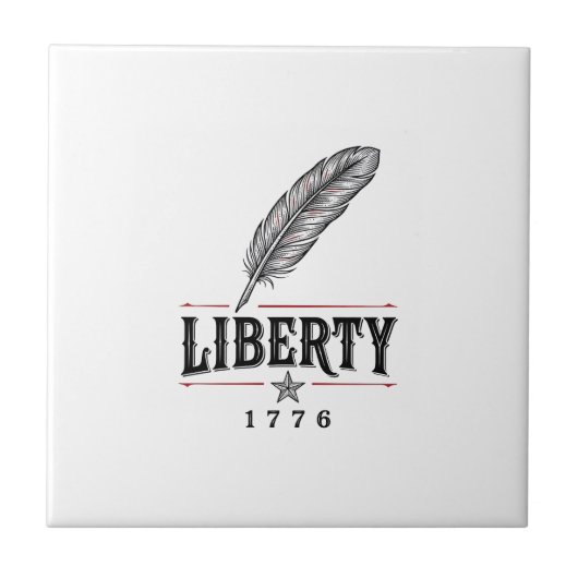 リバティ1776愛国フェザーベクトルデザイン1 タイル (正面)