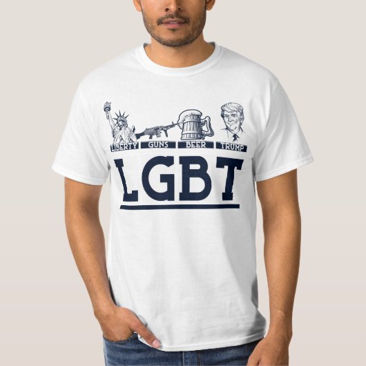 リバティ·ガンズ·ビール·トランプ·パロディLGBTCute Gift Tシャツ (正面)