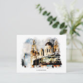 リバプールはがき水彩デザイン ポストカード (スタンド正面)