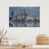 リバプールスカイライン反射 ポスター (キッチン)