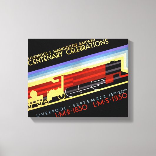 リバプールマンチェスター鉄道ヴィンテージポスター キャンバスプリント (正面)