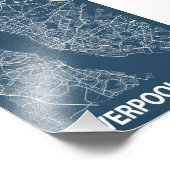 リバプール統一された – キングダムブループリント市の地図 フォトプリント            (角)