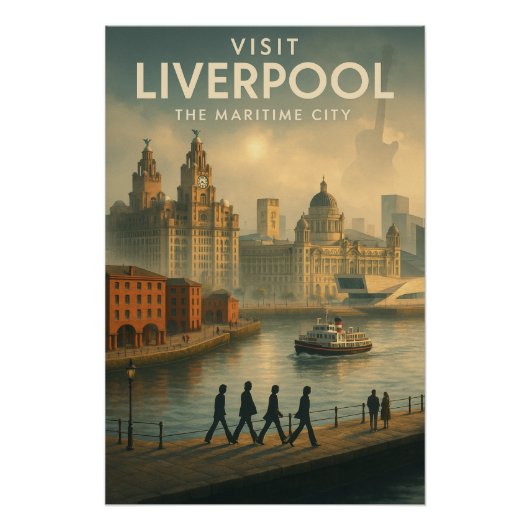 リバプール、イングランド - 海事都市。 ポスター (正面)