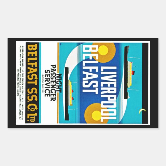 リバプール – ベルファストフェリー 長方形シール (正面)