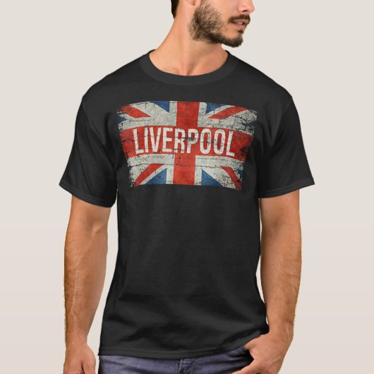 リバプー統一されたル王国イギリス国旗ヴィンテージスーフ Tシャツ (正面)