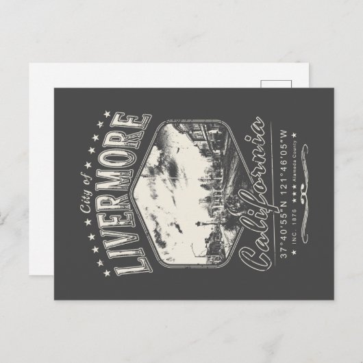 リバモアの街 – アラメダカリフォルニアヴィンテージ ポストカード (正面/裏面)