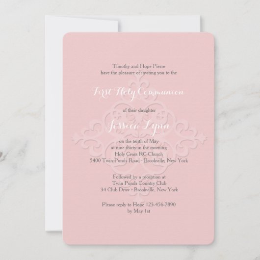 リバレントクロス宗教招待状ピンク 招待状 (正面)