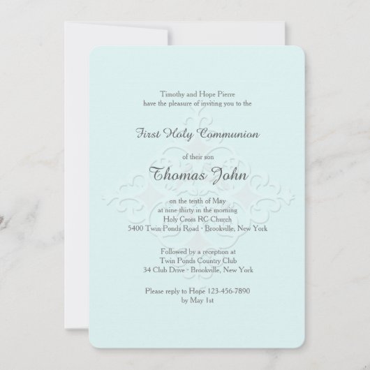 リバレントクロス宗教招待状ブルー 招待状 (正面)