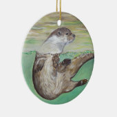 リバーよくはしゃぐオッタ絵画ーのセラミックオーナメント セラミックオーナメント (右)