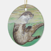 リバーよくはしゃぐオッタ絵画ーのセラミックオーナメント セラミックオーナメント (左)