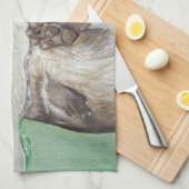 リバーよくはしゃぐ・オッター絵画ズ キッチンタオル (四つ折り)