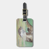 リバーよくはしゃぐ・オッター絵画ズ ラゲッジタグ (正面縦)