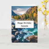 リバーアンドマウンテンズシーニックフォト誕生日 カード (黄色い花)