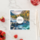 リバーアンドマウンテンズシーニックフォト誕生日 スタンダードカクテルナプキン (インサイチュ)