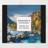 リバーアンドマウンテンズシーニックフォト誕生日 ビールラベル (シングルラベル)