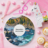 リバーアンドマウンテンズシーニックフォト誕生日 ペーパープレート (パーティー)