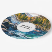 リバーアンドマウンテンズシーニックフォト誕生日 ペーパープレート (アングル)