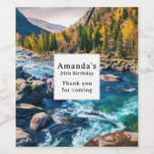 リバーアンドマウンテンズシーニックフォト誕生日 ワインラベル (シングルラベル)