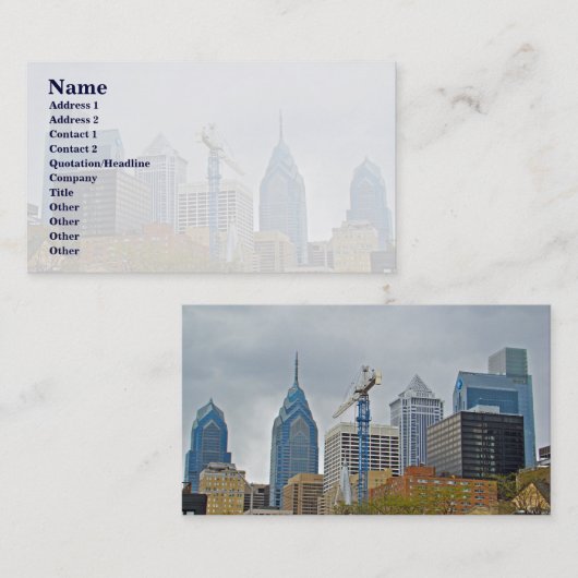 リバーウォークからのフィラデルフィアのスカイライン 名刺 (正面/裏面)