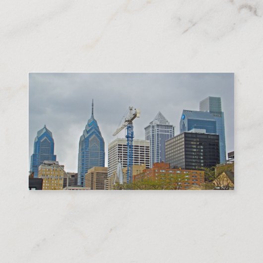 リバーウォークからのフィラデルフィアのスカイライン 名刺 (裏面)