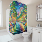 「リバーウォークの魅力溢れるミッドナイト・マーリメント」 シャワーカーテン (インサイチュ)