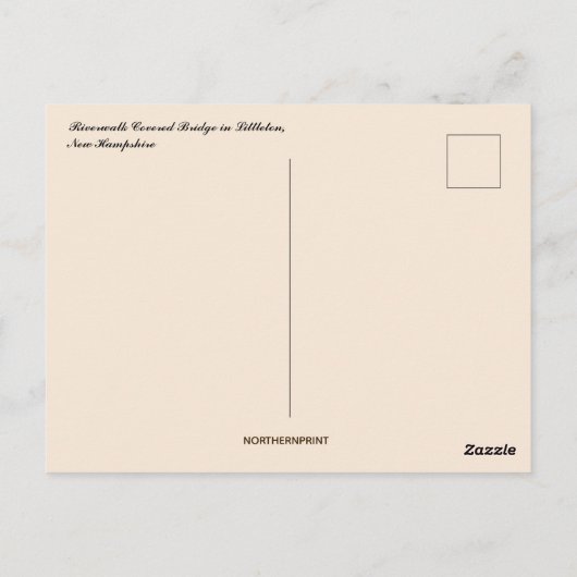 リバーウォークカバーブリッジリトルトンニューハンプシャー ポストカード (裏面)