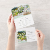 リバーエレガントクルーズカントリーランドスケープ結婚ズ オールインワン招待状 (貼ってはがせる)