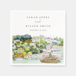 リバーエレガントクルーズカントリーランドスケープ結婚ズ スタンダードカクテルナプキン