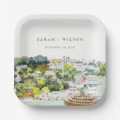 リバーエレガントクルーズカントリーランドスケープ結婚ズ ペーパープレート (正面)