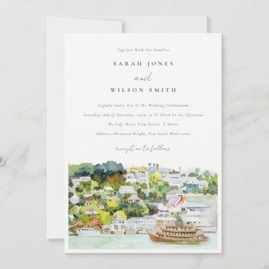 リバーエレガントクルーズカントリーランドスケープ結婚ズ 招待状 (正面)