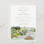 リバーエレガントクルーズカントリーランドスケープ結婚ズ 招待状 (正面/裏面)