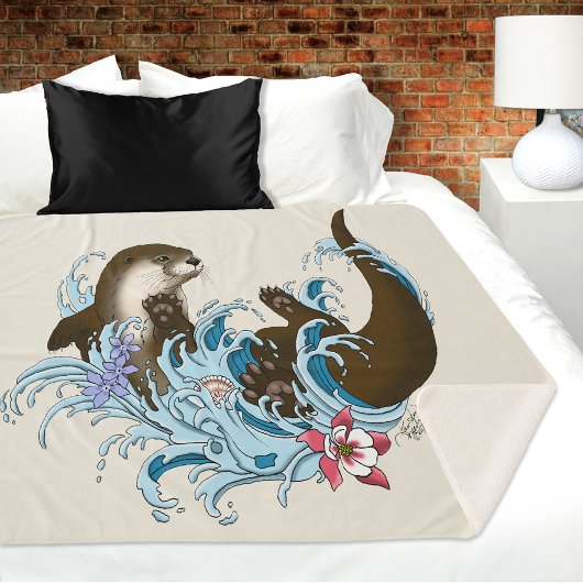 リバーオッターウォーターかわいい シェルパブランケット