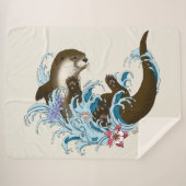 リバーオッターウォーターかわいい シェルパブランケット (正面(横))